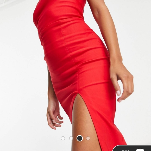 Vesper ASOS Petite bandeau midi  dress slit - Picture 3 of 5